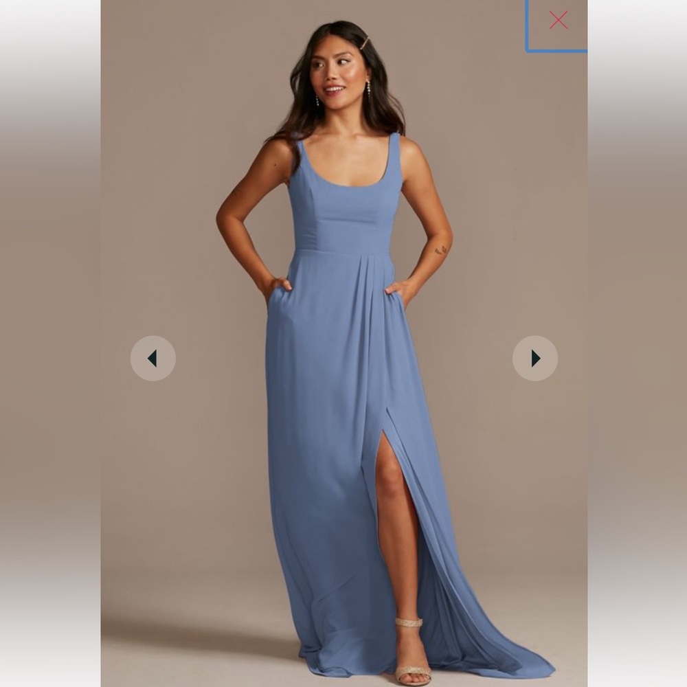 David’s Bridal Chiffon Tank Scoop Neck Bridesmaid Dress